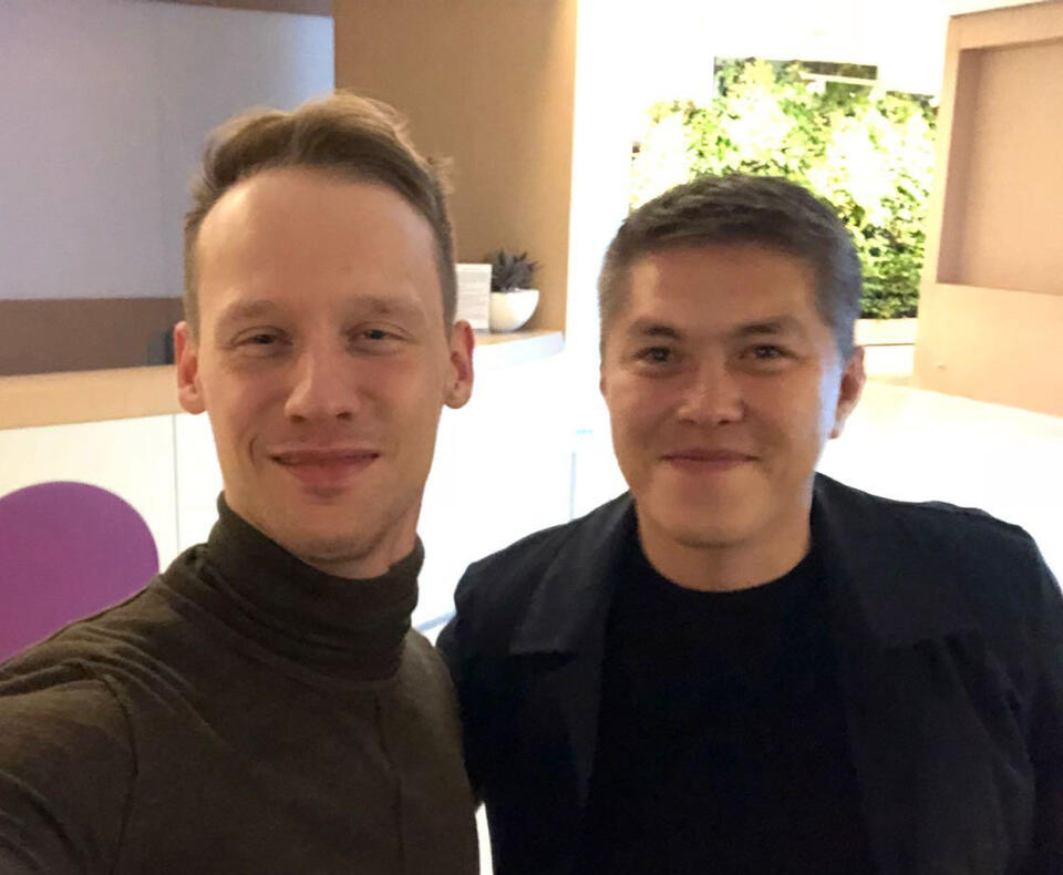 Alex and Rustem at a client site